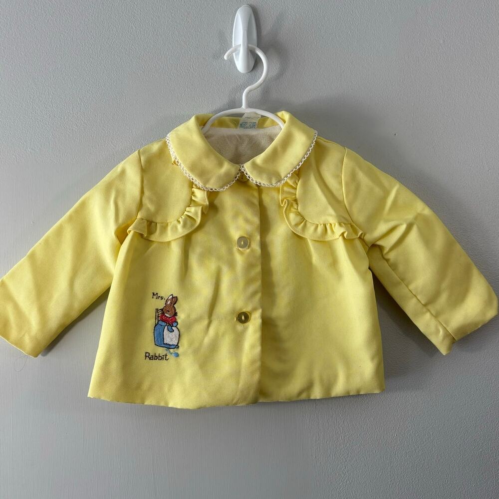 Vintage Baby Girl Thomas Creation Beatrix Potter Mrs Ribbit Yellow Coat Size 18m
